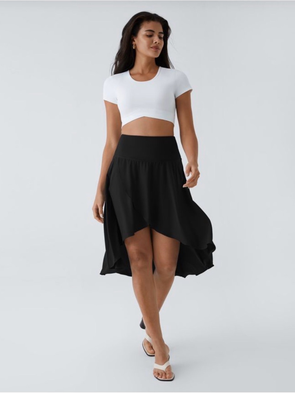 NWT HALARA Breezeful High Waisted Asymmetric Ruffle 2-in-1 Quick Dry Skirt Black